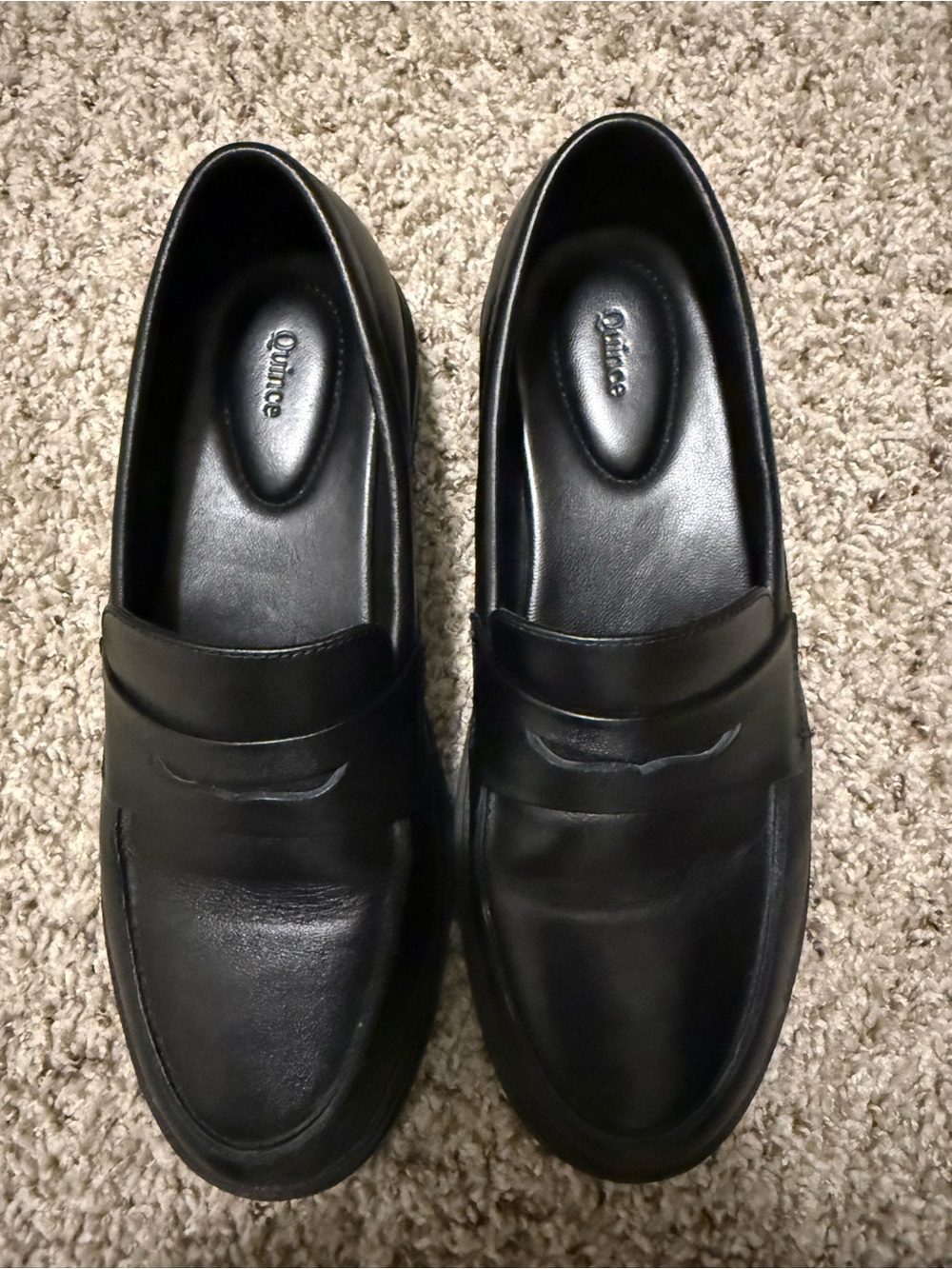 Quince Black Leather Penny Loafers